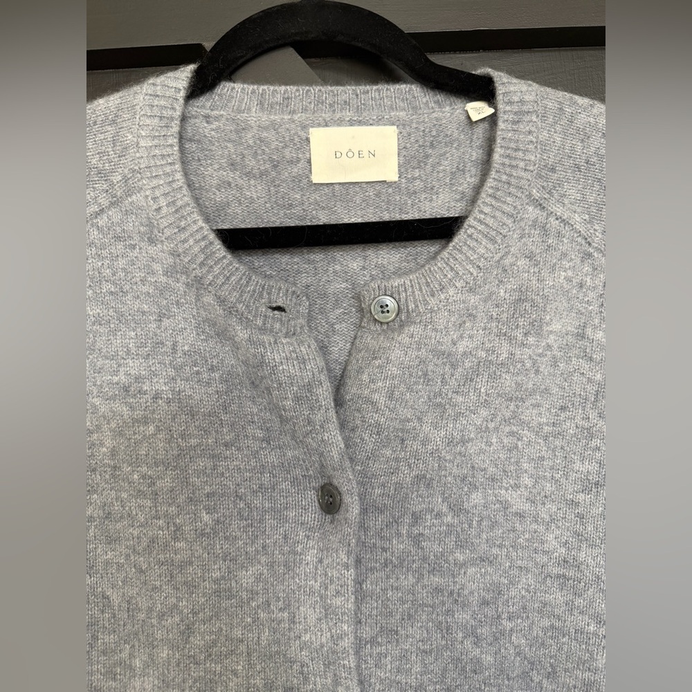 Doen Ashford Cashmere Cardigan in Pebble Gray, Size XL - Picture 4 of 8